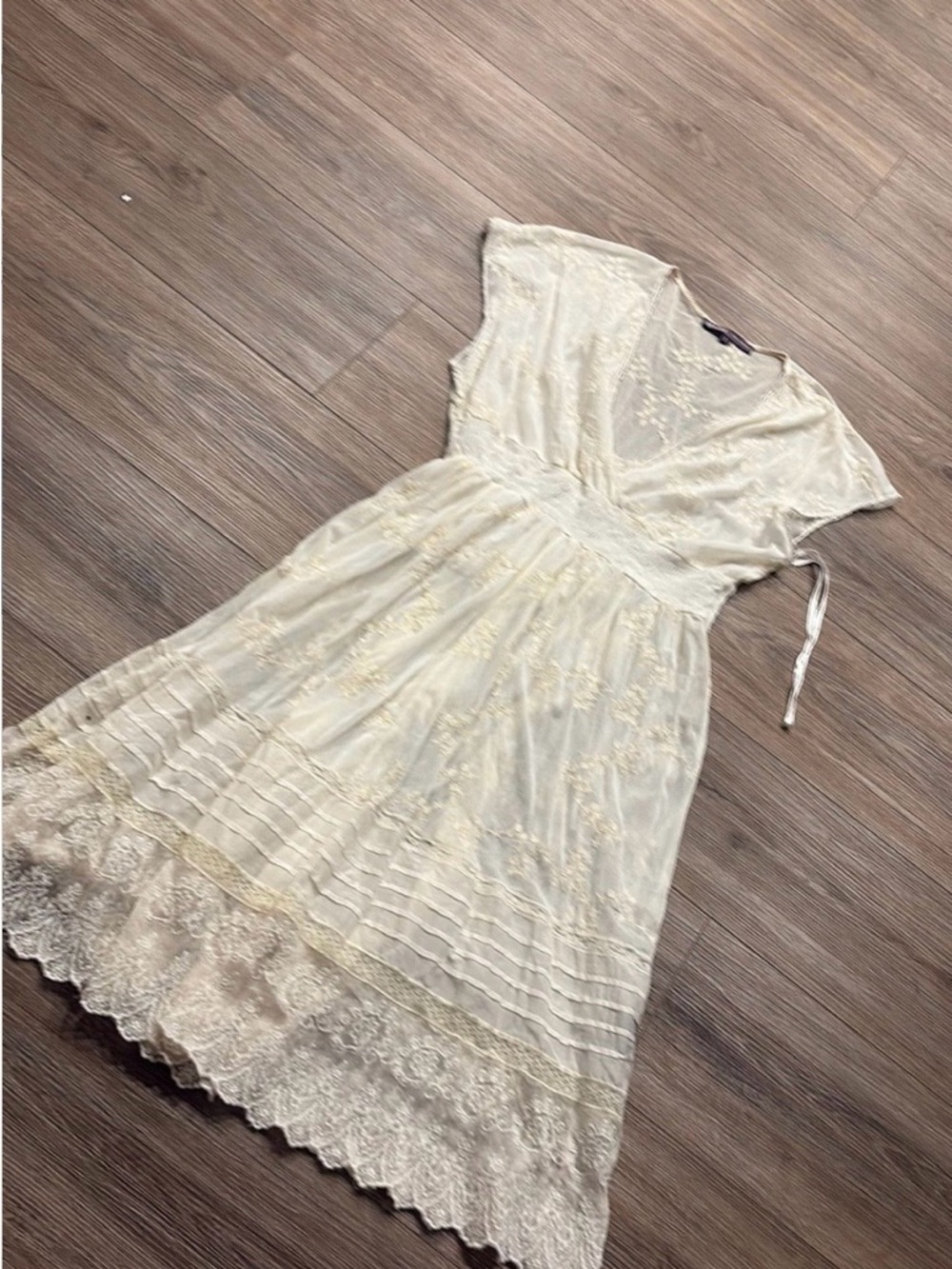 Halé Bob Ivory Lace-Trim V-Neck Women's Dress